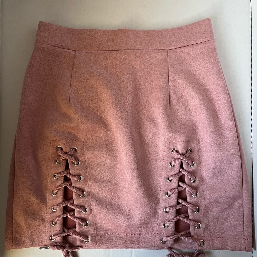 Mini Skirt for women S Dusty Rose Lace Up Sides